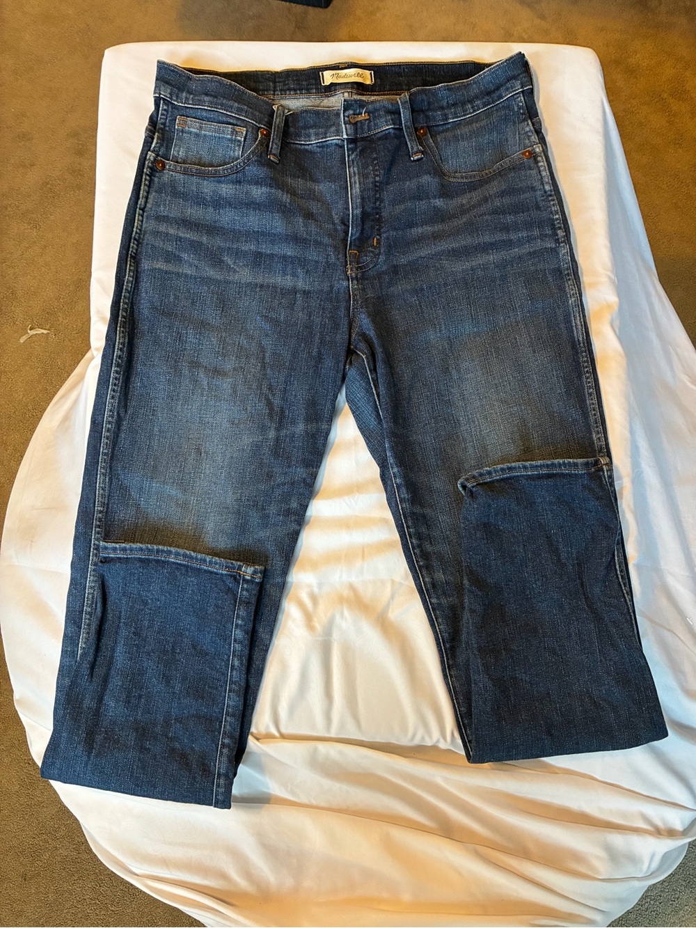 Madewell Men's Blue Straight-Leg Jeans with Reinforced Knees